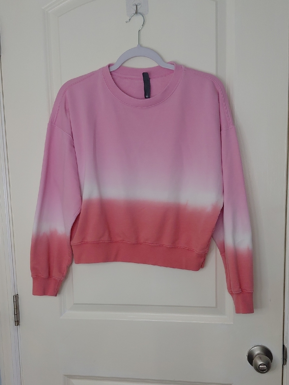ALYA Pink to Coral Ombre Cropped Sweatshirt Sz S